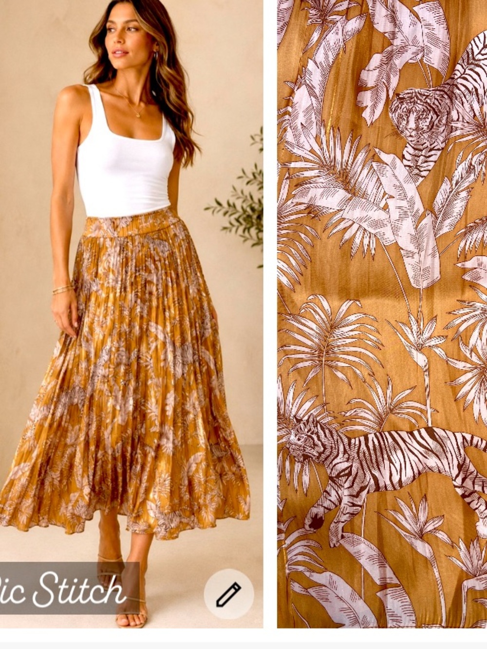 Bailey 44  midi tropical tigers print orange brown pink size S